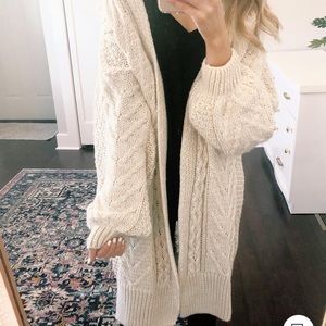 Topshop cable knit longline cardigan Nordstrom